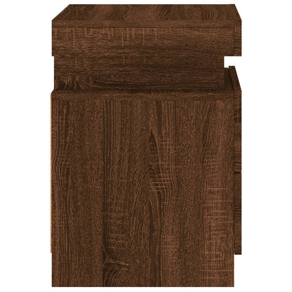 Nachtkastjes met LED 2 st 35x39x55 cm bruin eikenkleur