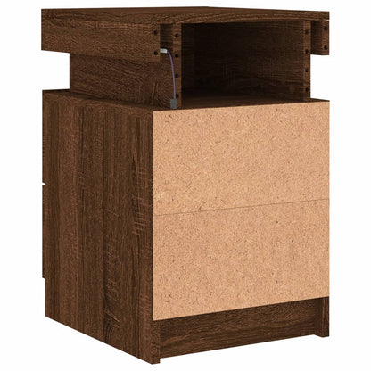 Nachtkastjes met LED 2 st 35x39x55 cm bruin eikenkleur