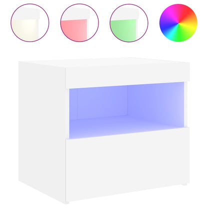 Nachtkastje met LED-verlichting 50x40x45 cm wit