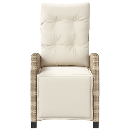 Tuinstoelen 2 st verstelbaar met voetensteun poly rattan beige