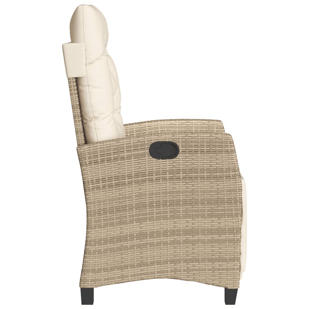 Tuinstoelen 2 st verstelbaar met voetensteun poly rattan beige
