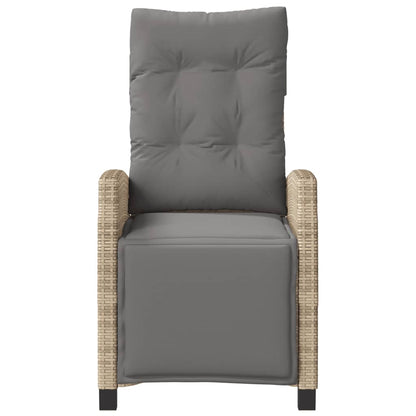 Tuinstoelen 2 st verstelbaar voetensteun poly rattan beige mix