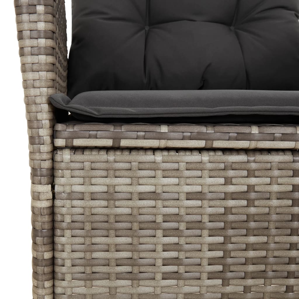 Tuinstoel verstelbaar met kussens poly rattan grijs
