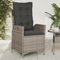 Tuinstoel verstelbaar met kussens poly rattan grijs