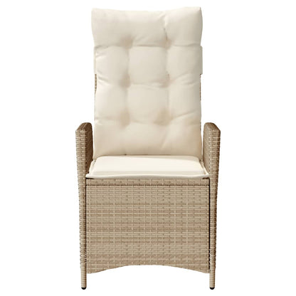 Tuinstoel verstelbaar met kussens poly rattan beige