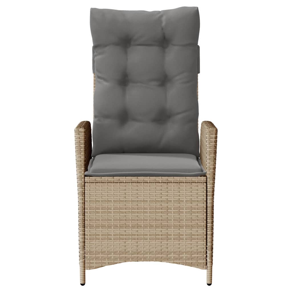 Tuinstoel verstelbaar met kussens poly rattan gemengd beige