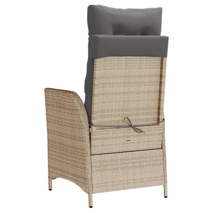Tuinstoel verstelbaar met kussens poly rattan gemengd beige