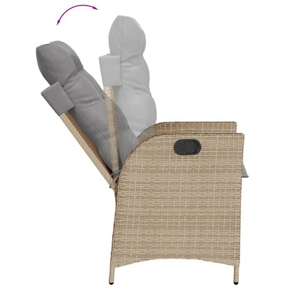 Tuinstoel verstelbaar met kussens poly rattan gemengd beige