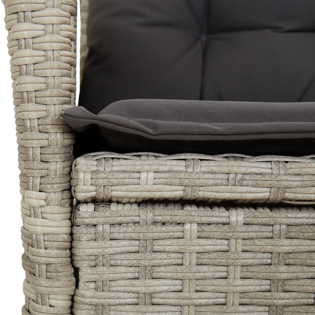 Tuinstoel verstelbaar met kussens poly rattan lichtgrijs