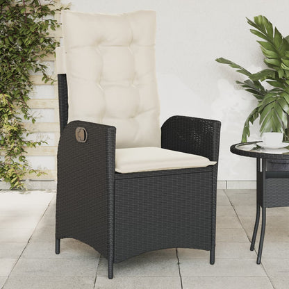 Tuinstoelen 2 st verstelbaar met kussens poly rattan zwart