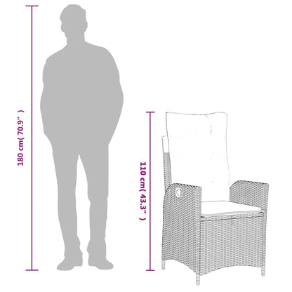 Tuinstoelen 2 st verstelbaar met kussens poly rattan zwart