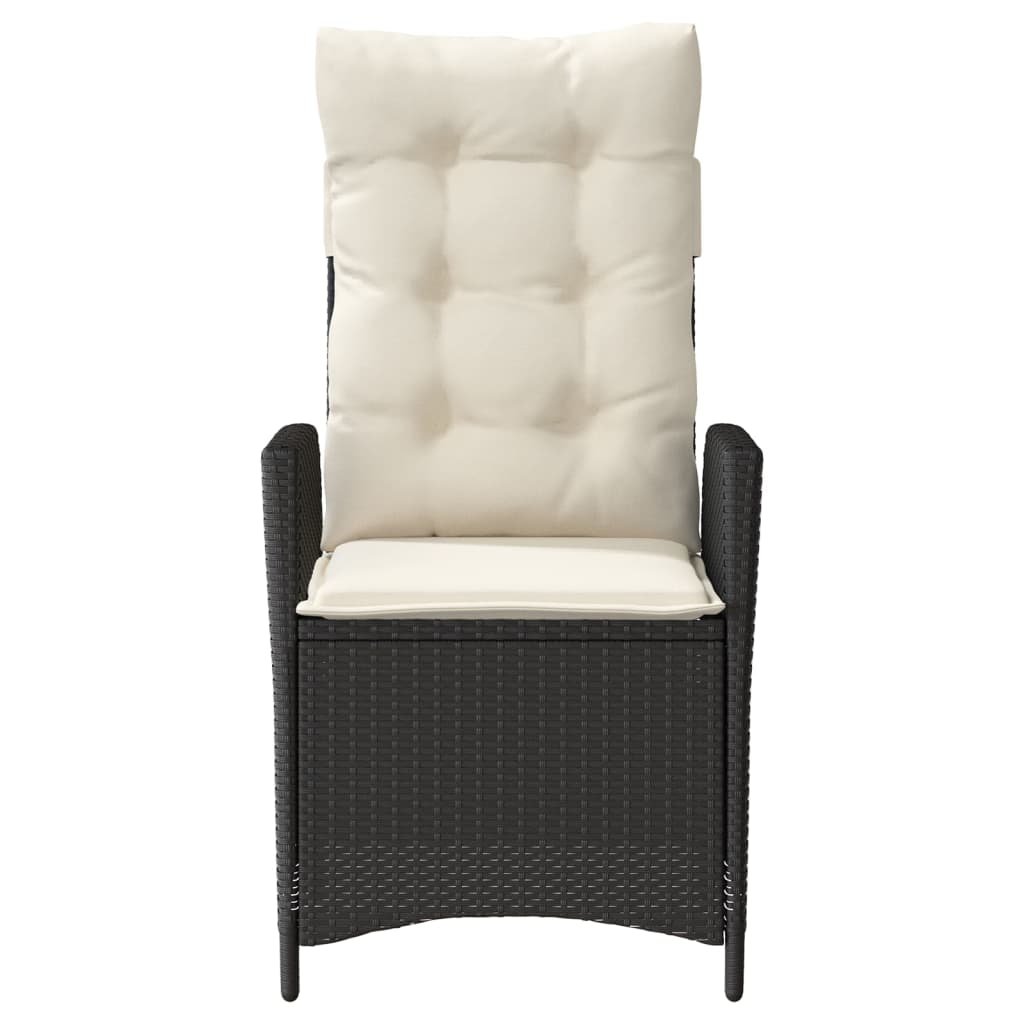 Tuinstoelen 2 st verstelbaar met kussens poly rattan zwart