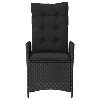 Tuinstoelen 2 st verstelbaar met kussens poly rattan zwart