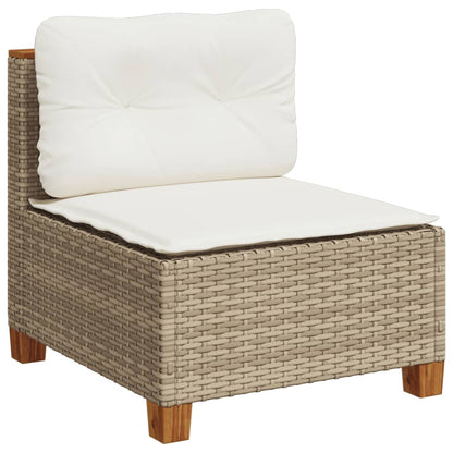 Tuinbank zonder armleuning met kussens poly rattan beige