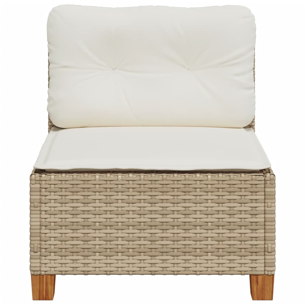 Tuinbank zonder armleuning met kussens poly rattan beige
