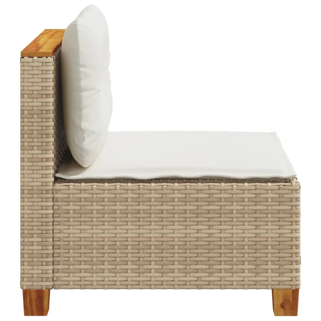 Tuinbank zonder armleuning met kussens poly rattan beige