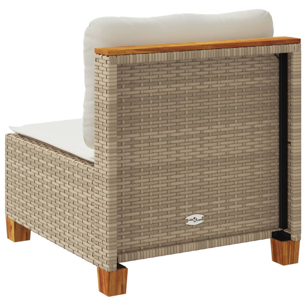 Tuinbank zonder armleuning met kussens poly rattan beige