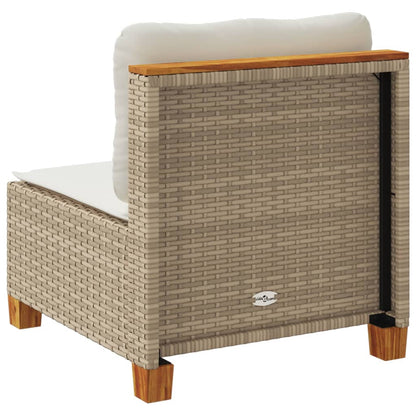 Tuinbank zonder armleuning met kussens poly rattan beige