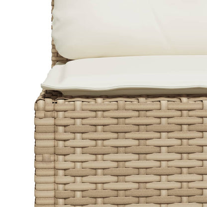 Tuinbank zonder armleuning met kussens poly rattan beige