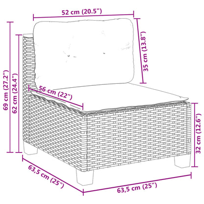 Tuinbank zonder armleuning met kussens poly rattan beige