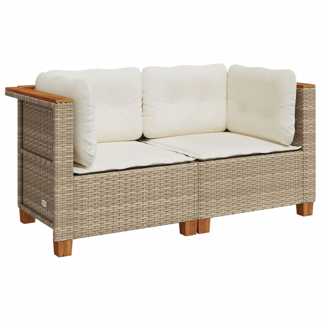Tuinbanken 2 st met kussens poly rattan beige