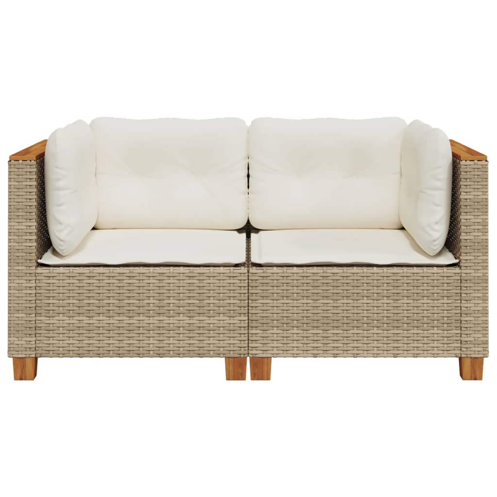 Tuinbanken 2 st met kussens poly rattan beige