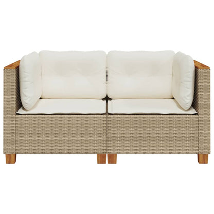 Tuinbanken 2 st met kussens poly rattan beige