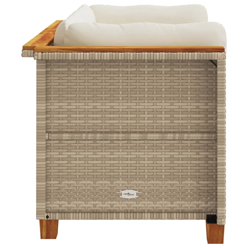 Tuinbanken 2 st met kussens poly rattan beige