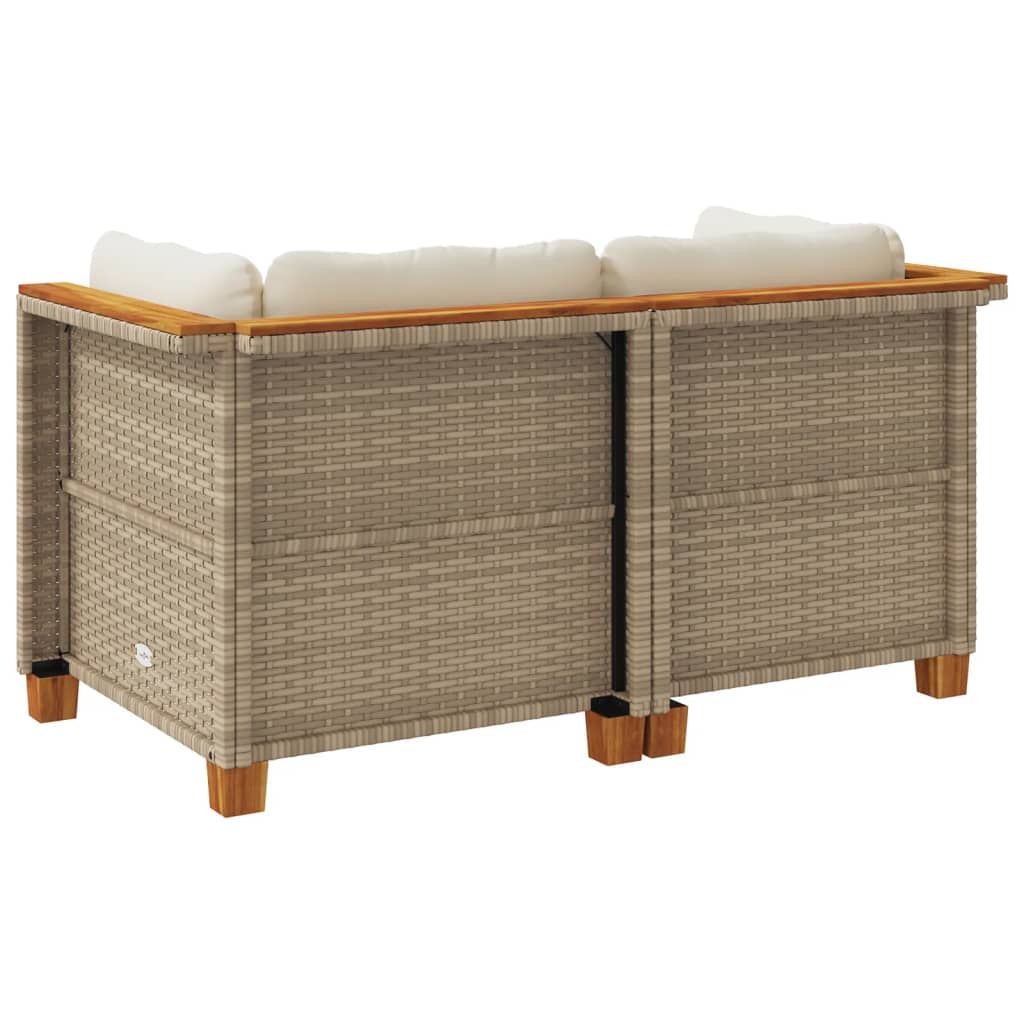 Tuinbanken 2 st met kussens poly rattan beige