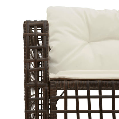 Tuinbank met kussens en voetensteun L-vormig poly rattan bruin