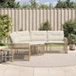 Tuinbank met kussens en voetensteun L-vormig poly rattan beige