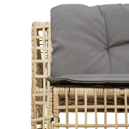 Tuinbank met kussens en voetensteun L-vormig poly rattan beige