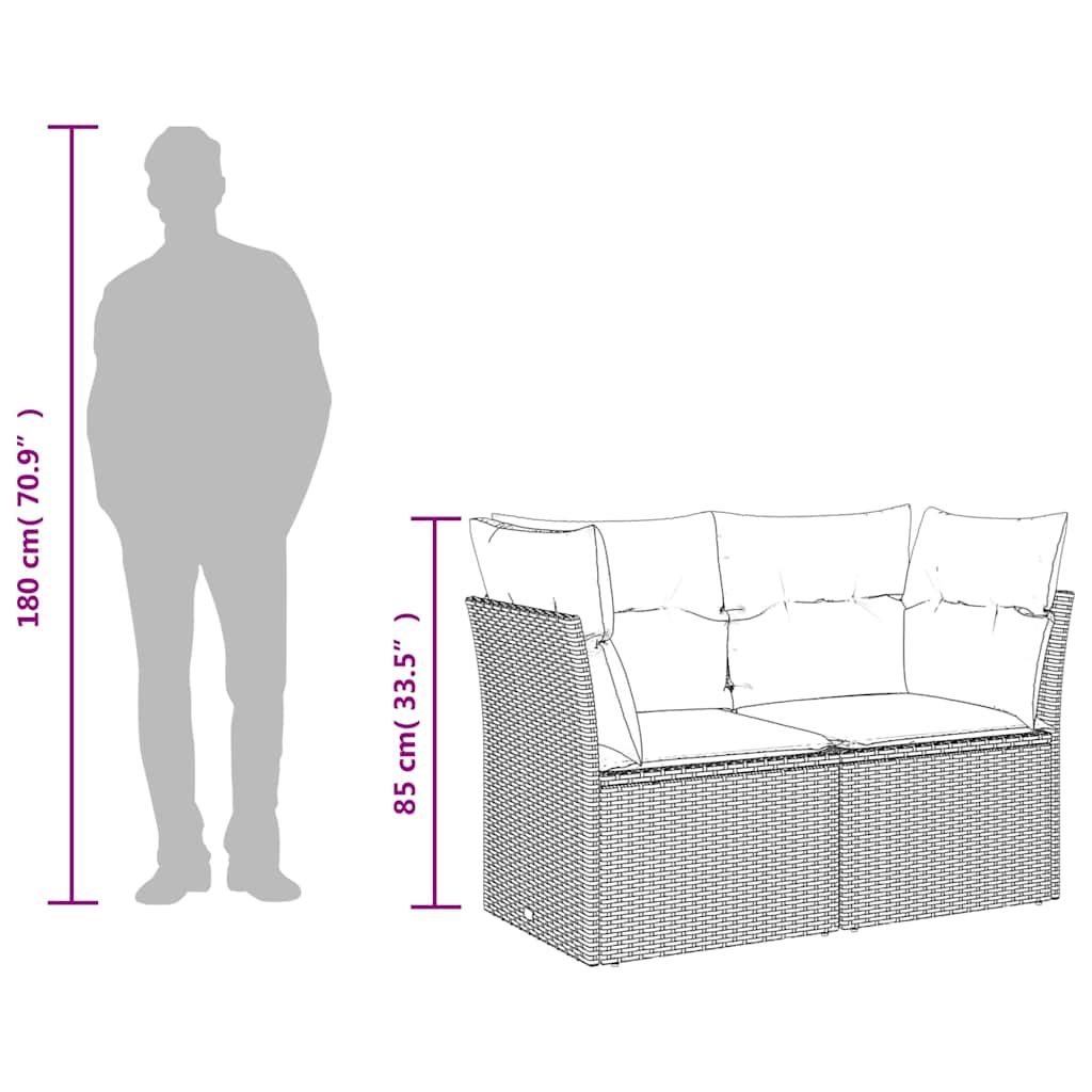 Tuinbank 2-zits met kussens poly rattan lichtgrijs