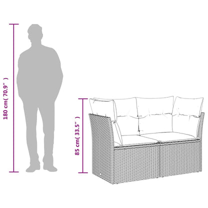 Tuinbank 2-zits met kussens poly rattan lichtgrijs
