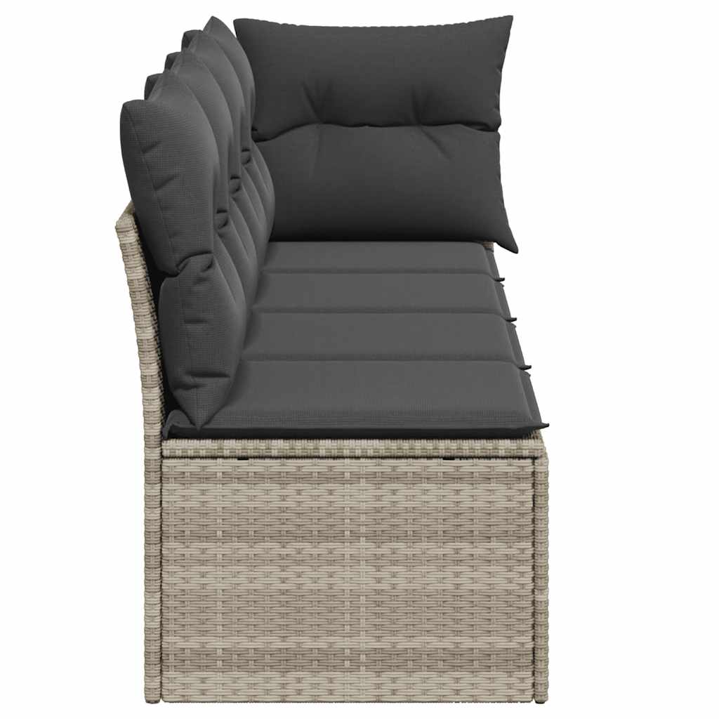 Tuinbank 4-zits met kussens poly rattan lichtgrijs