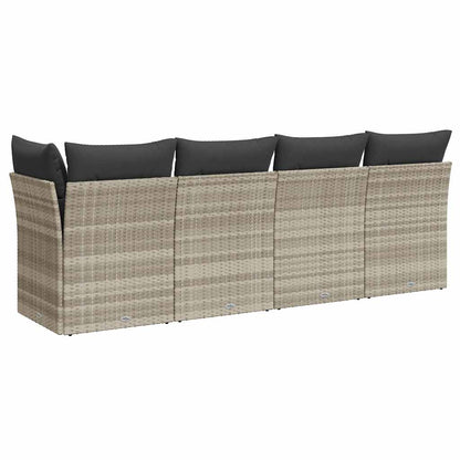 Tuinbank 4-zits met kussens poly rattan lichtgrijs