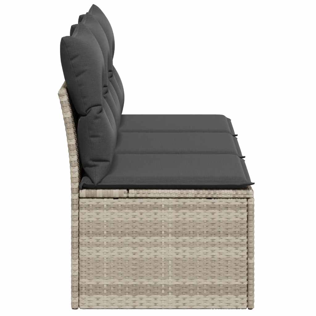 Tuinbank 3-zits met kussens poly rattan lichtgrijs