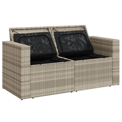 Tuinbank 2-zits met kussens poly rattan lichtgrijs