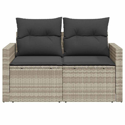 Tuinbank 2-zits met kussens poly rattan lichtgrijs