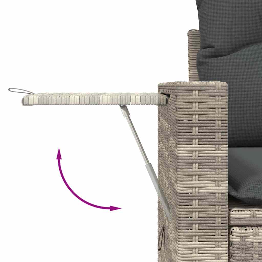 Tuinbank 2-zits met kussens poly rattan lichtgrijs