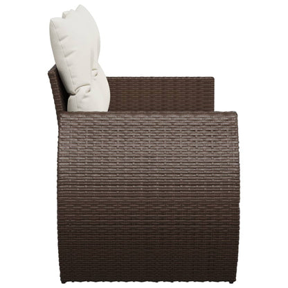 Tuinbank 2-zits met kussens poly rattan bruin