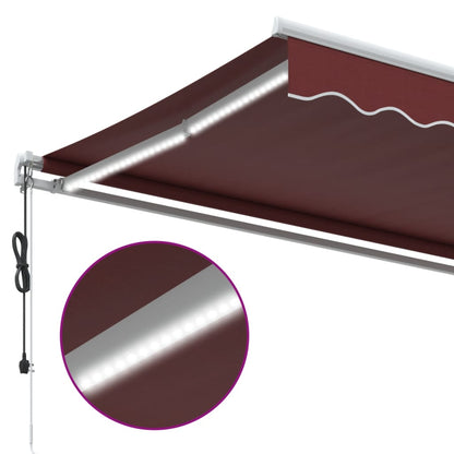 Luifel automatisch uittrekbaar met LED 300x250 cm bordeauxrood