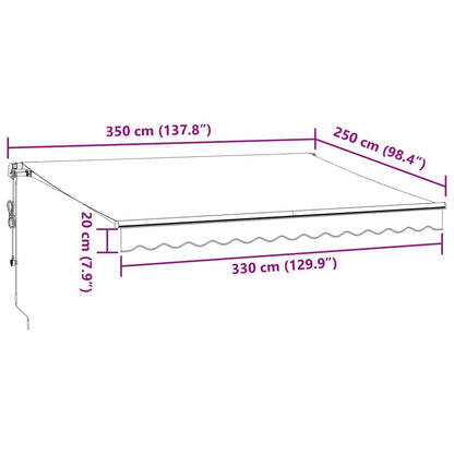 Luifel automatisch uittrekbaar met LED 350x250 cm bordeauxrood