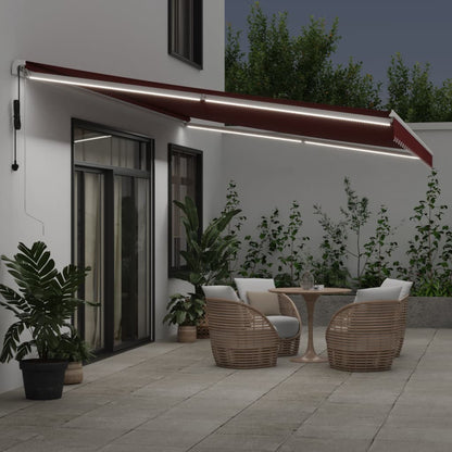 Luifel automatisch uittrekbaar met LED 600x300 cm bordeauxrood