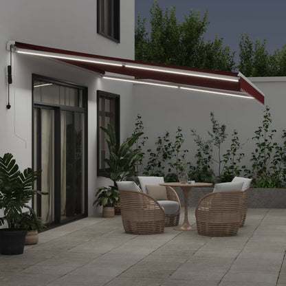 Luifel automatisch uittrekbaar met LED 500x350 cm bordeauxrood