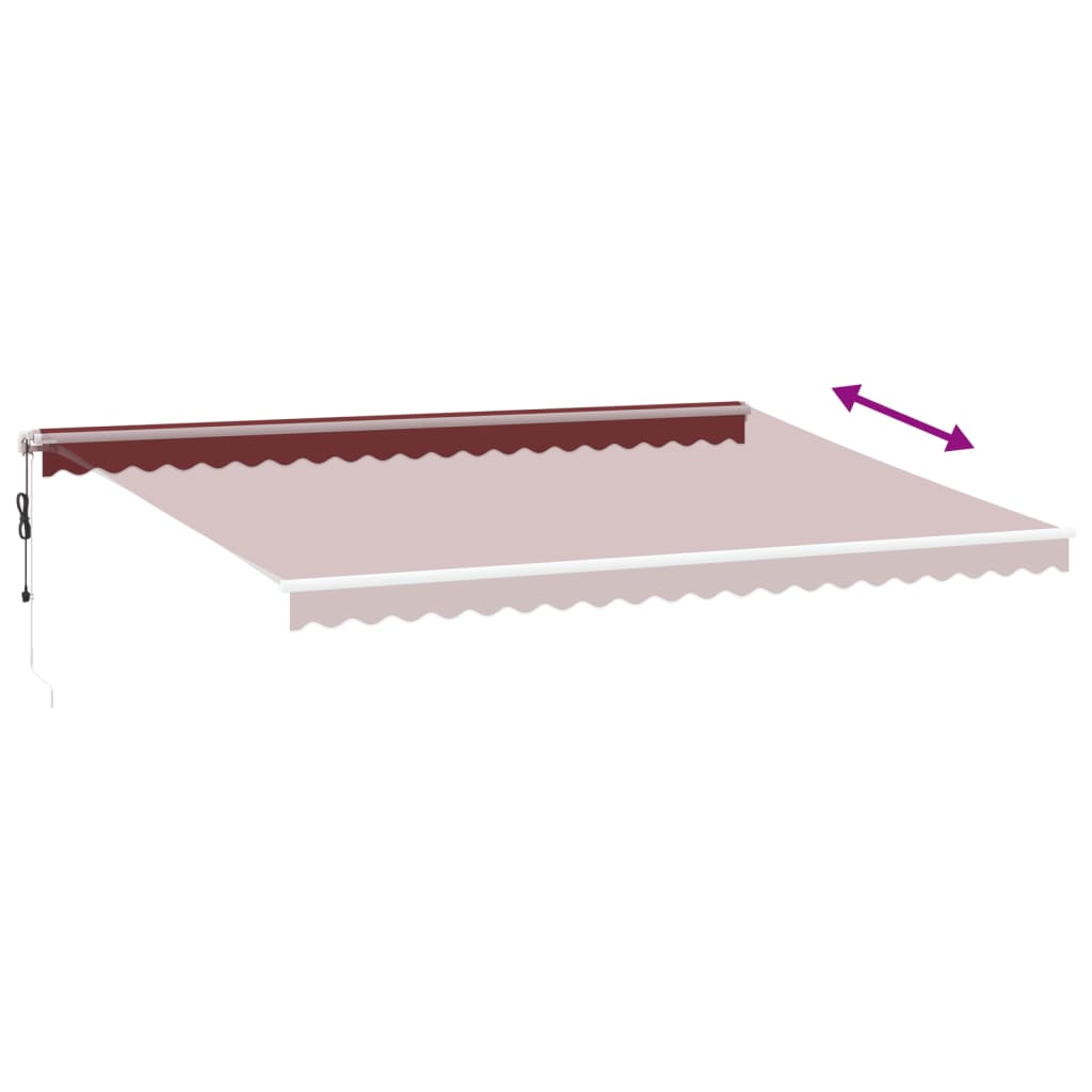 Luifel automatisch uittrekbaar met LED 500x350 cm bordeauxrood