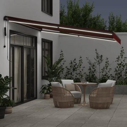 Luifel automatisch uittrekbaar met LED's 400x350 cm bordeaux