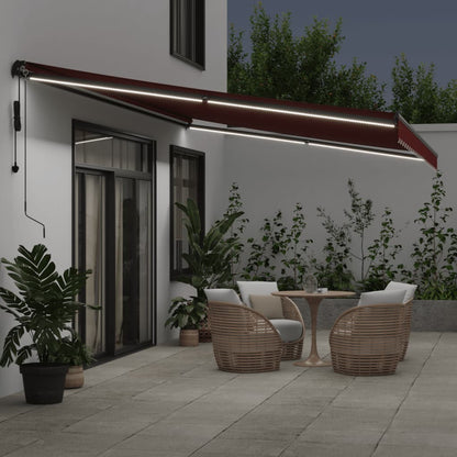 Luifel automatisch uittrekbaar met LED's 600x350 cm bordeaux