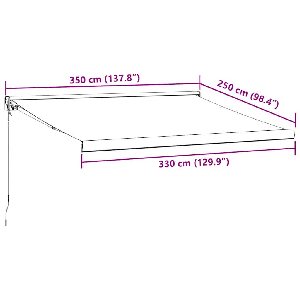 Luifel handmatig uittrekbaar 350x250 cm bordeauxrood