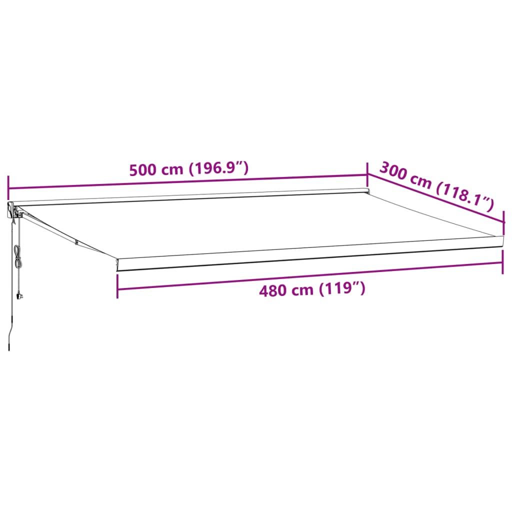 Luifel automatisch uittrekbaar 500x300 cm bordeauxrood